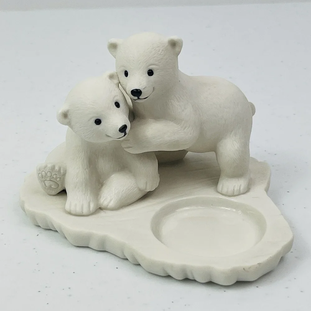 PartyLite Polar Bear Babies Cubs Tealight Holder P90348 Winter White Christmas - Picture 1 of 9